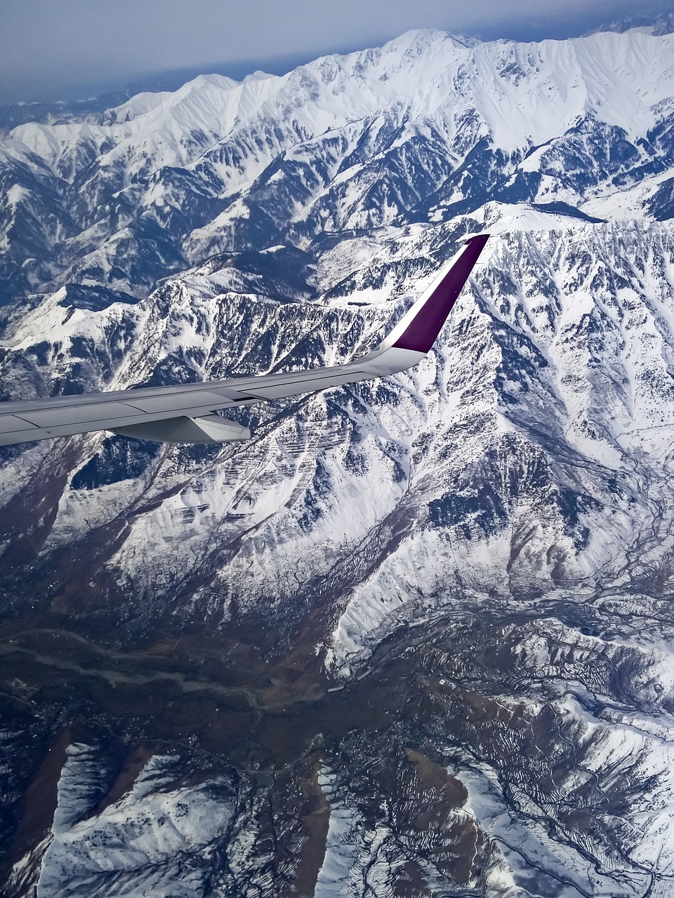 plane, window, window seat view, view, himalayas, nature, kashmir, srinagar, wing, flying, sky, mountains, airplanes, snow, ice, summit, india