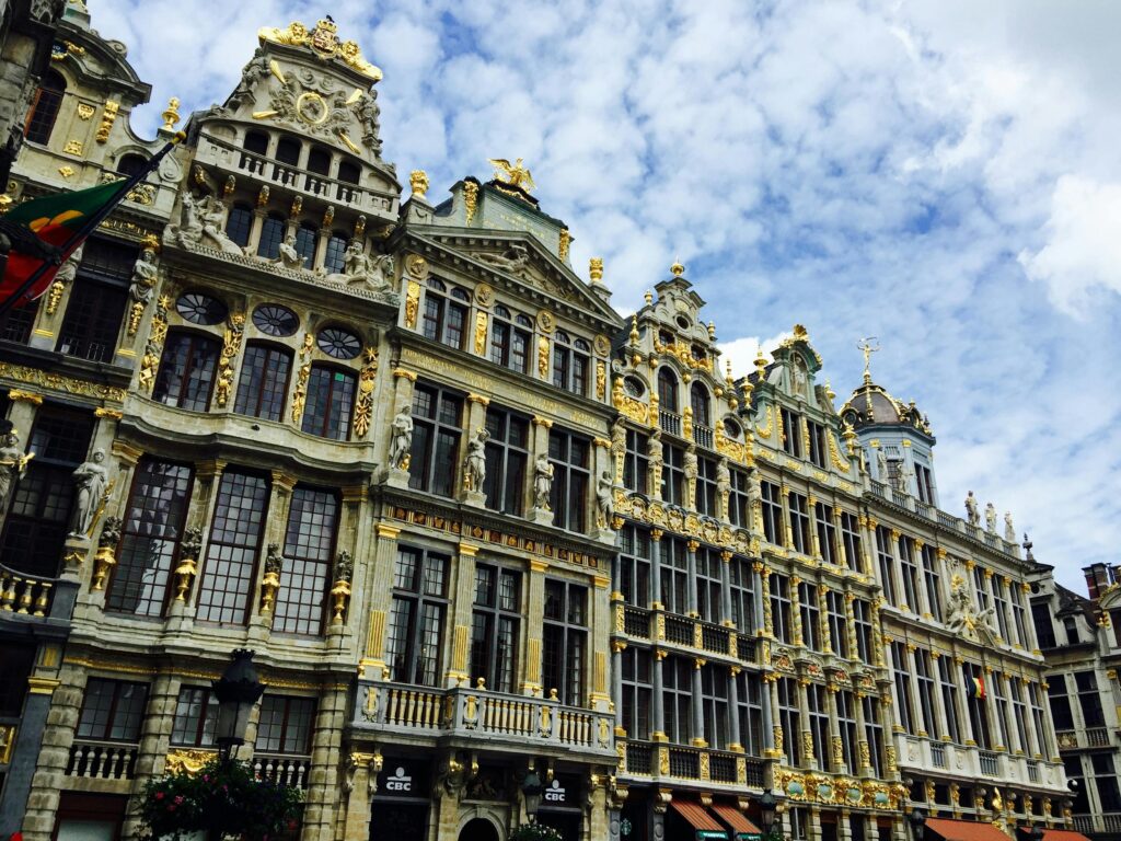 Stunning view of ornate buildings in Brussels' Grand Place, capturing historic charm.
